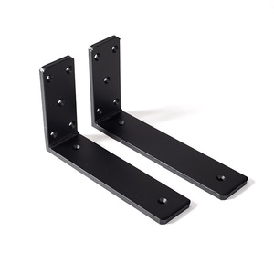 L-Shaped <b>Bracket</b> <b>Shelf</b> Support 255mm 280mm 305mm 355mm 405mm 460mm Durable Iron <b>Black</b> Painted Right Angle Connector - Product Image 1