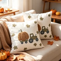 Housse de coussin carrée en toile motif citrouille d'automne, style vintage, pour canapé, décoration de Noël pour la maison