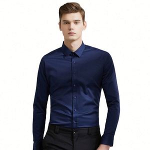 Design Gentleman Bank Uniforms Lady Suit Coat Office Long <b>Sleeves</b> Leisure Occupation Dress Solid Color Shirt Men's Tops - Product Image 5