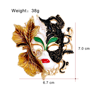 Broche de máscara de esmalte de moda, broche de máscara de alivio Retro, insignia de fiesta de boda para mujer, broche de <span class=keywords><strong>Carnaval</strong></span> de aceite de goteo de esmalte de industria pesada - Product Image 6