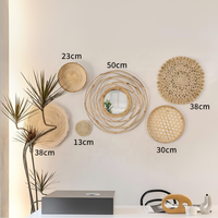 Decoración de Pared de Paja y Ratán Hecha a Mano, Estilo Macramé, Decoración de Pared de Algodón Tejido, Estilo Bohemio, Venta al Por Mayor