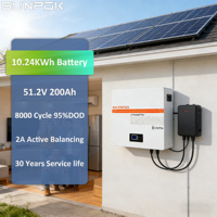 Batterie murale Sunpok Power Lifepo4 10kwh 20kwh 48v 200ah pour système solaire domestique avec onduleur 15kw Batterie lithium-ion Lifepo4