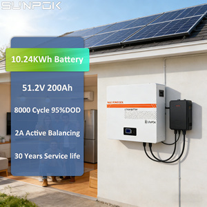 แบตเตอรี่ Sunpok Power Wall Lifepo4 10kwh 20kwh 48v 200ah สำหรับระบบโซลาร์บ้าน พร้อมอินเวอร์เตอร์ 15kw แบตเตอรี่ลิเธียมไอออน Lifepo4 - Product Image 1