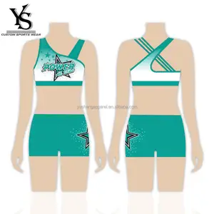 Ensembles de vêtements d'entraînement de cheerleading personnalisés sublimés avec strass, uniformes de cheerleading avec bretelles - Product Image 1