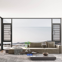 Ventana Abatible Moderna de Vidrio Templado con Marco de Aleación de Aluminio que Ahorra Espacio, con Apertura Lateral para Baño y Villa