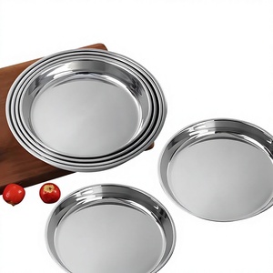 Assiette <span class=keywords><strong>plate</strong></span> en acier inoxydable poli, de style coréen moderne, compatible micro-ondes, pour la cuisson à la vapeur des fruits et des gâteaux - Product Image 2