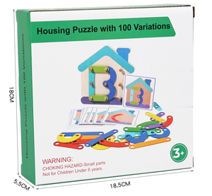 Gioco di Impilamento Montessori, Puzzle Geometrico Fai-da-Te con <span class=keywords><strong>Forme</strong></span> e Animali in Legno per Bambini - Product Image 5