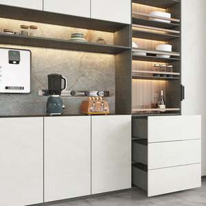 Buffet en bois pliable de style nordique moderne pour la cuisine, la salle à manger, les salons et le bar à domicile avec fonction de rangement et d'exposition - Product Image 1