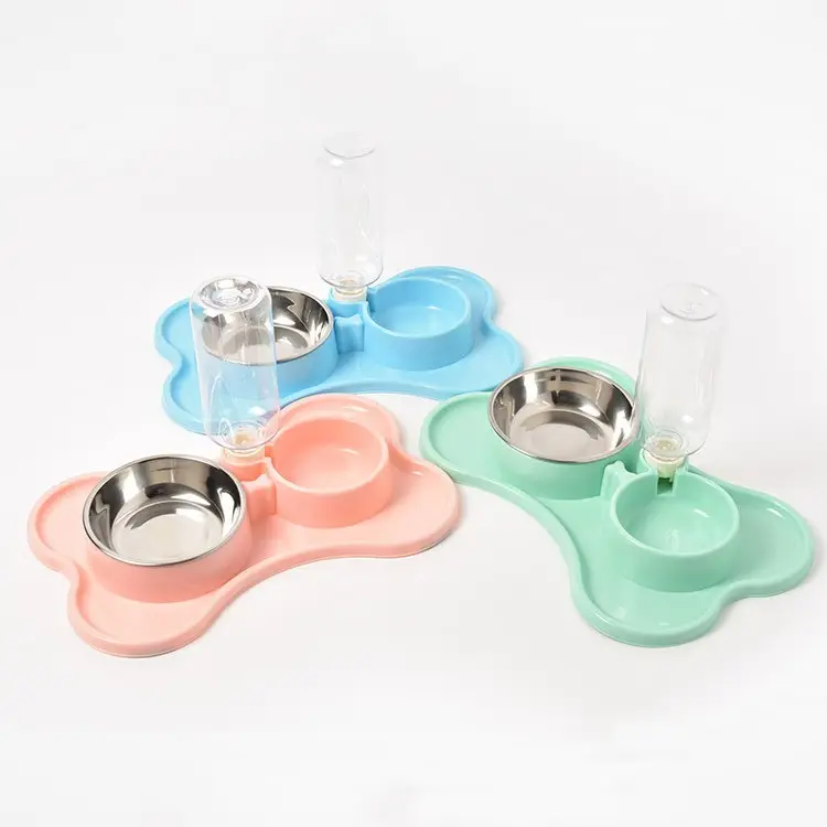 Hot Sell Plastic Pet Food Feeder 3 Piece Set Bowls Dog Cat Auto Automatic Water Dispenser Storage Pet Supplies