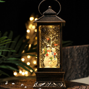 Lanterne de Noël en résine avec boîte à musique, Père Noël et bonhomme de neige, décoration de table, cadeau de Noël, ornement, dropshipping Shopify - Product Image 2