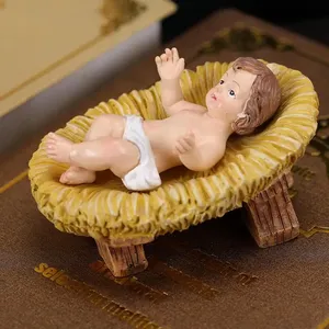 Figurine religieuse en résine du Bébé Jésus dans le berceau, sculpture pour la maison et l'église, artisanat de Noël WTE-PC1-1377 Exquisite L - Product Image 1