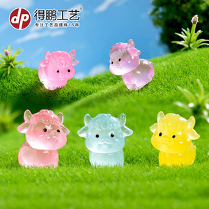 Mini poupée Yak en résine Dp, qui brille dans le noir, en forme d'animal, décoration pour la maison, ornement de bureau de voiture, accessoire artisanal - Product Image 4