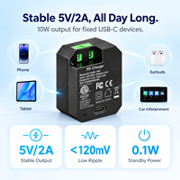Adaptateur tablette AC vers USB-C Max 10W, chargeur mural intégré 100-240V
