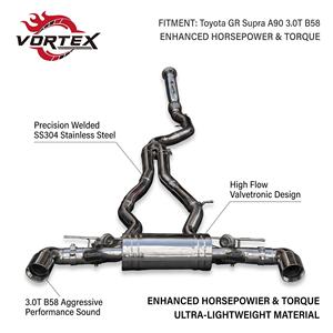 Vortex Stainless Steel Valved Mirror Polished Catback <b>Exhaust</b> for GR Supra A90 3.0T B58 Dual Single Exit Tailpipes System - Product Image 1