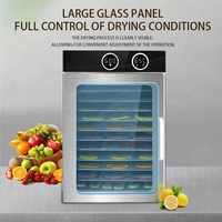 Hoge Kwaliteit Huishoudelijke Fruit En Groente Roestvrij Staal Voedsel Dehydrator Machine 6 12 Trays Full Glazen Deur Snack Dehydrator