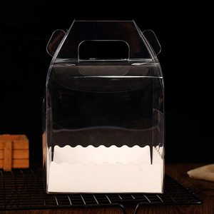 Boîte à gâteau carrée en plastique haute 12 x 12 x 6 pouces, boîte en plastique transparente avec poignées, boîte à gâteau triangulaire - Product Image 5