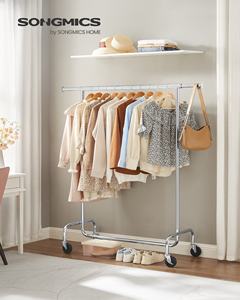 SONGMICS Rail à vêtements robuste avec rail de suspension extensible Porte-vêtements <span class=keywords><strong>sur</strong></span> roues Porte-manteau - Product Image 2