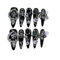 Série d'autocollants pour ongles Y2K Hot Girl, faux ongles réutilisables à pointe longue, faits main, pour manucure française, style international