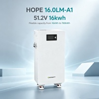 بطارية تخزين الطاقة الشمسية الأصلية من Growatt HOPE 16.0LM-A1 بسعة 16 كيلوواط ساعة وجهد 51.2 فولت من نوع LiFePO4 منخفضة الجهد مع شاشة تعمل باللمس وحامل أرضي