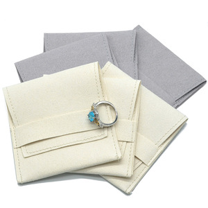 Luxury Custom Printed Logo Jewellery Pouch Suede Velvet Jewelry Packaging Bag And Box Envelope Jewelry Pouch