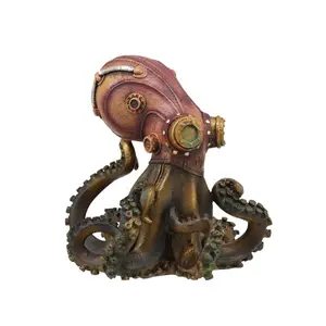 巨型海妖章鱼雕像5.5 “高大深海蒸汽朋克军用头足类雕像装饰
