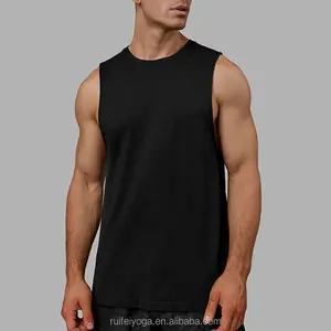Groothandel Custom Logo Activewear Mannen Getailleerd Shirt Stringer Bodybuilding Fitness Gym Naadloze Muscle Tank Top Voor Mannen