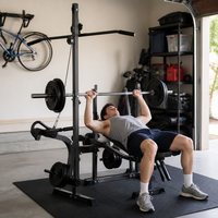FRS Appareil de musculation multifonction pliable tout-en-un pour la maison, avec développé couché, poulie dorsale et extension des jambes, équipement de fitness commercial