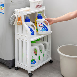 Estante de almacenamiento móvil de plástico PP para baño y cocina con ruedas, organizador multifunción de artículos diversos, carrito de fácil montaje - Product Image 3