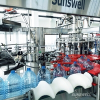 Machine de remplissage, de bouchage et d'emballage entièrement automatique pour bouteilles d'eau pure de 5 L avec commande PLC