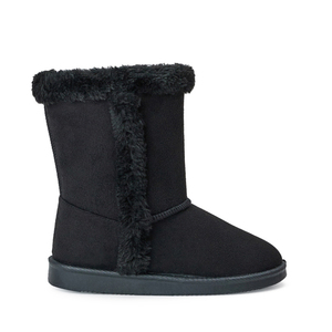 Bottes de neige mi-mollet pour femmes, à enfiler, avec garniture en fausse fourrure, doublure chaude en peluche, noires, décontractées, pour l'hiver, usage quotidien, extérieur - Product Image 6