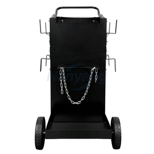 Chariot de rangement pour machine à souder en acier à 2 niveaux avec 2 chaînes en zinc, chariot de soudeur MIG universel à roulettes, roues pleines de 7 pouces - Product Image 4