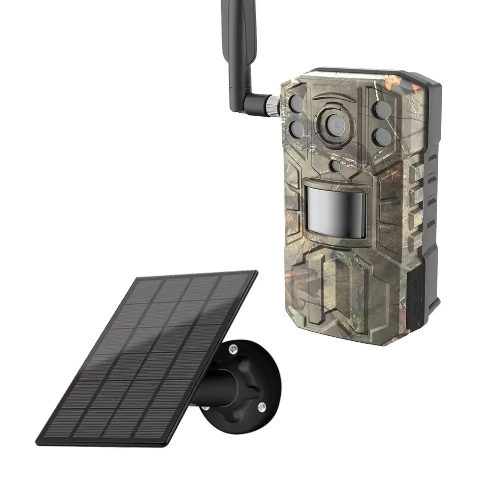 Güneş 4G uyarısı akıllı avcılık kamera 4MP dahili 18650 pil IP66 su geçirmez PIR algılama Ai hareket algılama alarm kamera