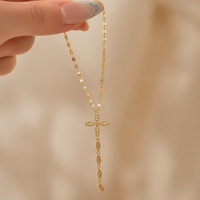 Collier pendentif croix gothique, collier ras du cou à franges multicouches pour femmes, style grunge audacieux