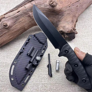 Cuchillo Táctico HL de Acero Inoxidable con Hoja Fija y Mango de Plástico, Punta de Lanza, Silbato de Supervivencia para Camping al Aire Libre, Varillas de Magnesio - Product Image 3