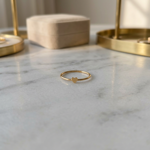 The Amour <b>Ring</b> 14K Gold Heart <b>Ring</b> Slim Band Love Symbol <b>Ring</b> for Gift Wedding Anniversary Party <b>Ring</b> Stacking Made Easy - Product Image 1