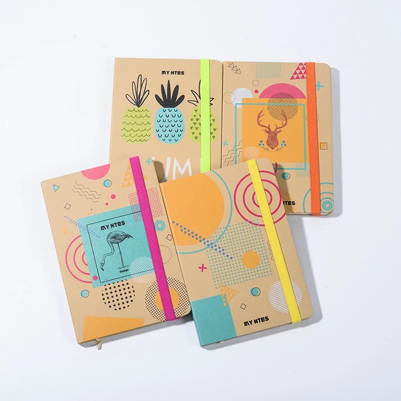 Bìa Cứng Kraft 2021 A5 Máy Tính Xách Tay Thiết Kế Thời Trang Casebound Cai Trị Craft Notepad Đàn Hồi Nhật Ký Cho Trường Học