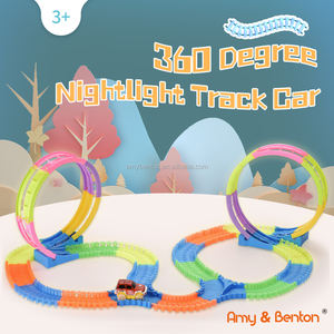 Venta caliente nueva madre juguetes luminosa <span class=keywords><strong>pistas</strong></span> de <span class=keywords><strong>coches</strong></span> juguetes 180 piezas niños ranura coche pista Flexible pista de carreras de coche para niños - Product Image 2