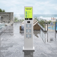 Borne de recharge partagée extérieure IP54 à 24 emplacements, charge rapide 60W Type-C, étanche aux éclaboussures, pour marché en plein air