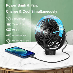 Wholesale Rechargeable LED Light 3 Blades Magnetic Desk <b>Misting</b> <b>Fan</b> Portable Table <b>Fan</b> 12000mAh - Product Image 2