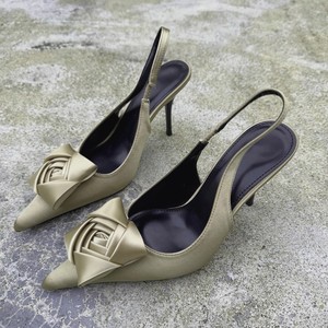 Sandales à talons hauts pour femmes, style romain français, en satin fin, à bout pointu, avec fleurs, personnalisées par le <span class=keywords><strong>fabricant</strong></span>, pour l'été - Product Image 5