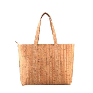 Bolso grande y sencillo de <span class=keywords><strong>corcho</strong></span> para mujer, bolsos de mano con asa superior de cuero natural Vegano para mujer, bolso de mano suave personalizado con cremallera, estampado de <span class=keywords><strong>letras</strong></span> - Product Image 6