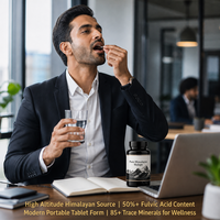Comprimés de Shilajit Pur de l'Himalaya 50% Acide Fulvique 500mg Haute Puissance Supplément pour le Soutien Immunitaire et Énergétique des Adultes 60 comprimés