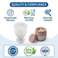 Grand moule en silicone pour pot à bougie avec couvercle, résistant à la chaleur et compatible four, moule rond en résine, béton, plâtre pour créations DIY