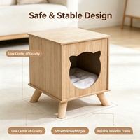Mobilier pour animaux de compagnie : Maison pour chat rectangulaire moderne en bois imperméable, utilisable comme table d'appoint, avec coussin moelleux et cachette suspendue pour chat, pour intérieur.