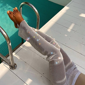 <span class=keywords><strong>Strass</strong></span> Sexy Fluorescent ajouré résille <span class=keywords><strong>pantalon</strong></span> à jambes larges cristal diamant brillant femmes <span class=keywords><strong>pantalon</strong></span> - Product Image 5