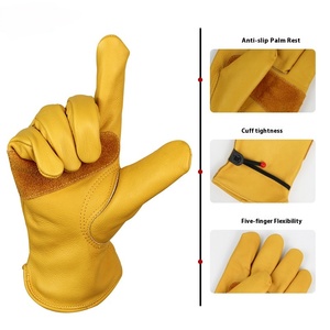 Guantes de trabajo de cuero de vaca doble para hombres y mujeres Construcción de seguridad resistente para jardinería Conducción Trabajo de patio - Product Image 6