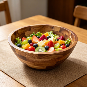 Tazón grande de madera de acacia de 12 "para mezclar frutas, ensalada, cereales, pasta en copos de maíz - Product Image 2