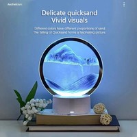 Lampe LED 3D Paysage Sable 16 Couleurs, Veilleuse Cadre d'Art Sable en Mouvement RGB avec Affichage Mer Profonde, Cadeau