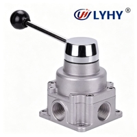 Vanne de commande rotative manuelle pneumatique LYHY 4 voies 3 positions multi-tailles (1/4, 1/8, 1/2, 3/8) pour cylindre à air comprimé 0~0,97 MPa
