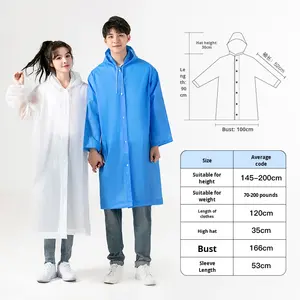 Imperméable jetable réutilisable en EVA pour adultes et enfants, une pièce, pour la randonnée en plein air, épaissi, pluie forte, personnalisation - Product Image 1